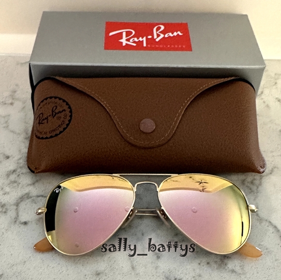 Ray-Ban (Store Display) Aviator Reflective Copper Rose Gold RB3025 Pink Mirror - Picture 3 of 15